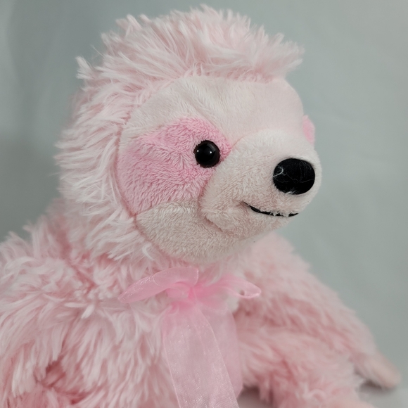 Dandee Pink Sitting Sloth Plush Plushie Stuffed Animal Toy Bow Valentine Lovey - Picture 3 of 13